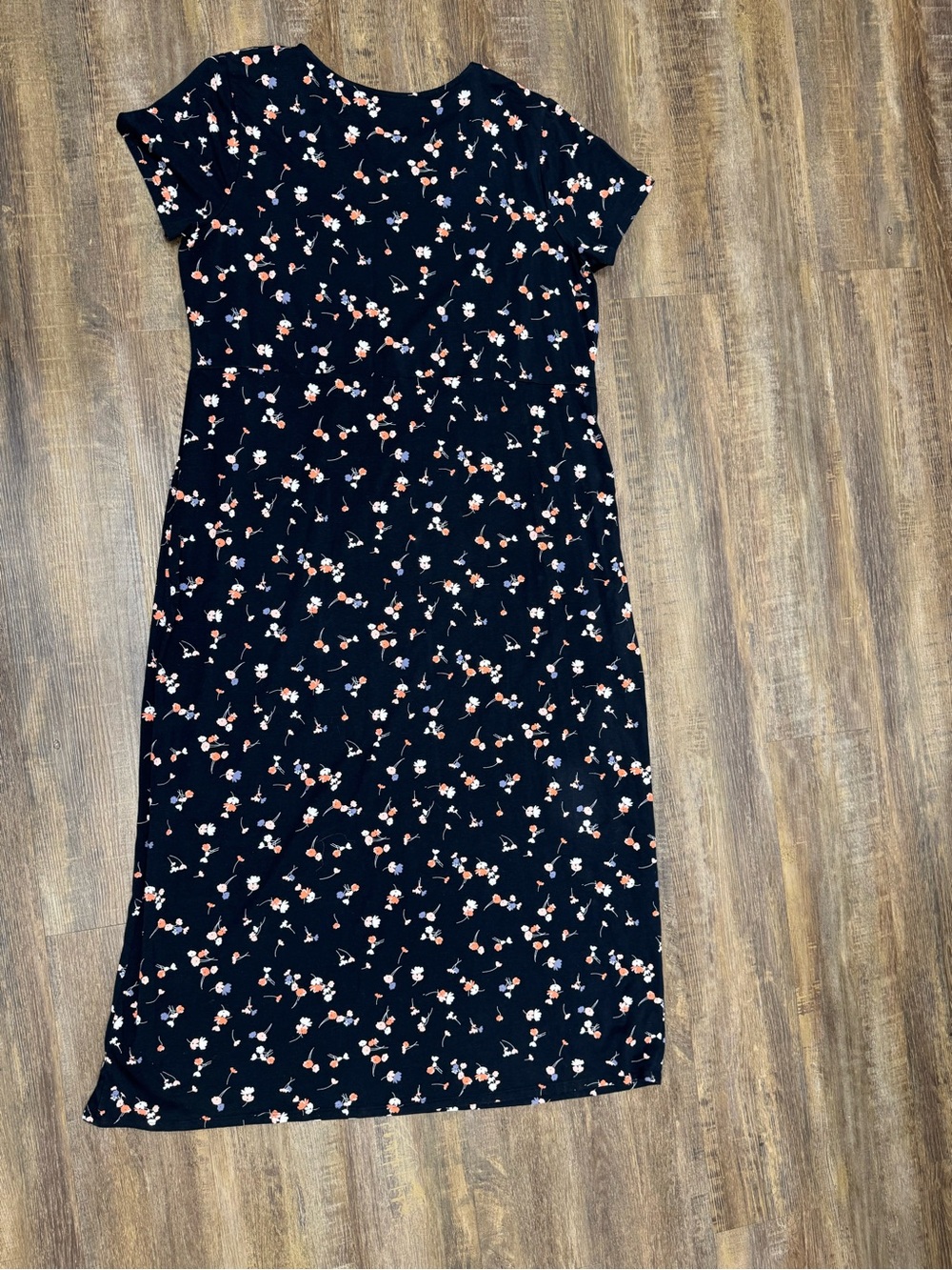 J. Jill Navy Maxi Dress with Pink and White Floral Print - Picture 5 of 12